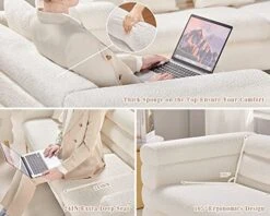 AMERLIFE Sofa, 2 Piece Sofa Set, Loveseat Set- Oversize Sofa Couch, Comfy Sofa For Living Room- Bouclé Deep Seat Sofa, White Sofa -Safavieh Furnitue Shop 5151sTrNpbL