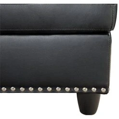 Trent Home Transitional Faux Leather Sectional Sofa With Ottoman In Black -Safavieh Furnitue Shop 5155Ag9gNYS