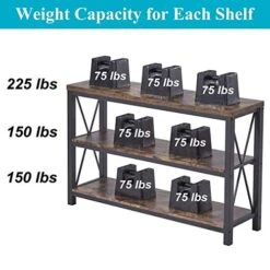 BON AUGURE Industrial Sofa Console Table For Entryway, 3 Tier Foyer Table For Hallway, Rustic Hall Tables Behind Couch (47 Inch, Rustic Brown) -Safavieh Furnitue Shop 515pr6QflxL