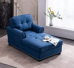 Chaise Lounge Indoor Modern Upholstered Tufted Chaise Lounge Chair 59" Velvet Chaise Lounge Recliner Lounge Chair For Living Room Bedroom Office -Safavieh Furnitue Shop 516KfDBAWnL. AC