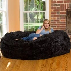 Comfy Sacks Memory Foam Bean Bag Chair, Black Furry -Safavieh Furnitue Shop 516QFYug7RL