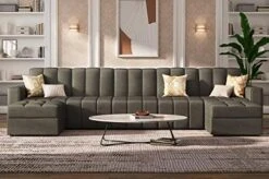 HONBAY Modular Sectional Sofa U Shaped Couch With Reversible Chaise Oversized Modular Sofa With Ottoman, Dark Grey -Safavieh Furnitue Shop 516WeZDA7WL. AC