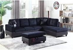 A Ainehome L Shape Sectional Sofa 104" Wide Living Room Furniture Set Microfiber Couch 3-Seat Sofa With Chaise Lounge And Storage Ottoman For Home Decor Apartment Office (Left Hand Facing, Red) -Safavieh Furnitue Shop 516gUH1I4pL. AC