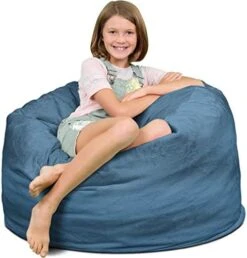 ULTIMATE SACK 3000 (3 Ft.) Bean Bag Chair: Giant Foam-Filled Furniture - Machine Washable Covers, Durable Inner Liner, 100% Virgin Foam. Comfy Bean Bag Chair. (Electric Blue, Suede) -Safavieh Furnitue Shop 517TqbylhgL. AC