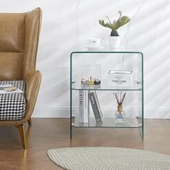 Glass Nightstand,Side Table,S-Shaped End Table For Living Room,Bedside Table For Bedroom -Safavieh Furnitue Shop 517wJMttoFL. AC