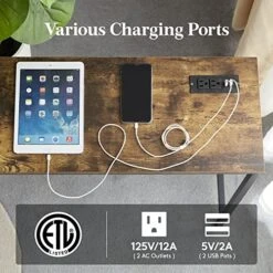 Lifewit 39.4” Console Entryway Table With 2 Power Outlets And 2 USB Ports,Industrial Narrow Sofa Table For Hallway, Living Room,Bedroom,Kitchen, Metal Frame, Rustic Brown, Easy Assembly -Safavieh Furnitue Shop 51851tz7omL