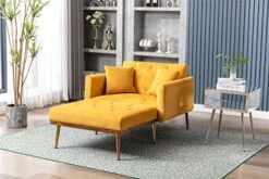 PHOYAL Velvet Chaise Lounges, Modern Tufted 2 In 1 Chaise Lounge Chair Indoor, Upholstered Sofa Recliner Lounge Chair With 3 Adjustable Angles,Convertible Sleeper Chair For Living Room Bedroom(Orange) -Safavieh Furnitue Shop 51884lscpsL. AC