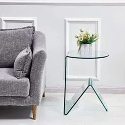 Glass End Side Table For Living Room Nightstand Bedside Table Small Coffee Table(19.7" X15.7x17.7) (20x16x18) -Safavieh Furnitue Shop 518w4vqEtfL. AC