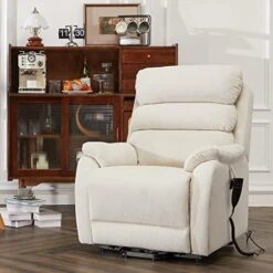DYNOX Small Lift Chair Recliners With Massage And Heat, Dual Motor Power Lift Sofa With Infinite Adjust For Back And Footrest (Fabirc-Beige) -Safavieh Furnitue Shop 519CfSZWGTL. AC