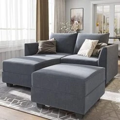 HONBAY Modular Sectional Sofa With Reversible Chaises Sofa With Ottoman U Shaped Sectional Couch For Living Room, Bluish Grey -Safavieh Furnitue Shop 519PEpCEzZS. AC