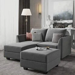 HONBAY Modular Sectional Sofa With Reversible Chaises Sofa With Ottoman U Shaped Sectional Couch For Living Room, Bluish Grey -Safavieh Furnitue Shop 519sLWtP32L. AC