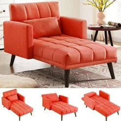 Lamerge Sleeper Sofa Chair Bed, 3-in-1 Convertible Chair Bed With Pillow,Adjustable Backrest Chaise Lounge Sleeper Couch Bed,Velvet Sofa Bed Reclining Chair For Apartment,Solid Wood Legs,Red -Safavieh Furnitue Shop 519zgiEXFwL. AC