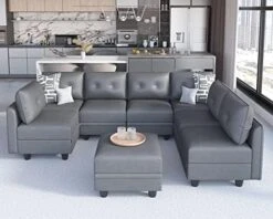 LLappuil Modular Sectioanl Sofa 9 Seater Oversized Couch With Storage U Shape Sectional With Ottoman, Waterproof Anti-Scratch Antistatic, Brown -Safavieh Furnitue Shop 51AIRByIwL. AC