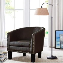 Rosevera Duilio Club Style Barrel Armchair For Living Room Faux Leather Accent Chair, Latte Faux Leather 22 Rosevera Duilio Club Style Barrel Armchair For Living Room Faux Leather Accent Chair, Latte Faux Leather -Safavieh Furnitue Shop 51AJknZz30L. AC