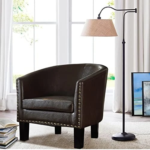 Rosevera Duilio Club Style Barrel Armchair For Living Room Faux Leather Accent Chair, Latte Faux Leather 8 Rosevera Duilio Club Style Barrel Armchair For Living Room Faux Leather Accent Chair, Latte Faux Leather - Image 8