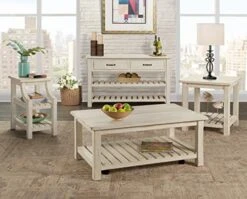 Martin Svensson Home Barn Door Chairside Table With Power, Antique White -Safavieh Furnitue Shop 51Af7zL01pL