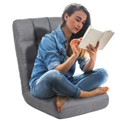 FLOGUOR 6-Position Adjustable Floor Chair With Back Support Adult Padded Floor Seats For Gaming Meditation Indoor Chaise Lounge Chair For Living Room, Bedroom JT8858-GR-US