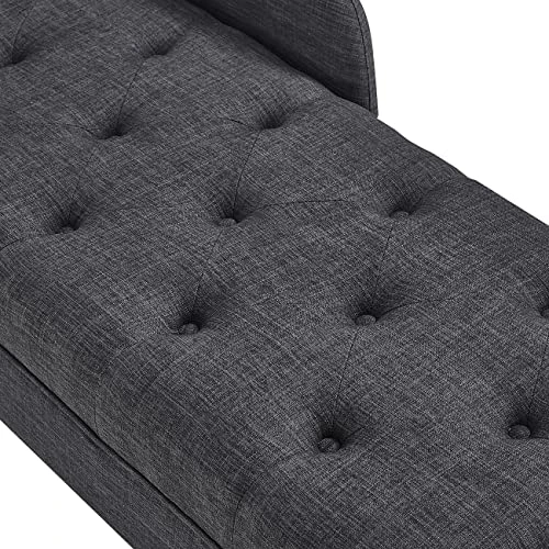 24KF Modern Upholstered Tufted Chaise Lounge Chair, Comfortable Fashional Living Room Chaise Chairs-Dark Grey 2 24KF Modern Upholstered Tufted Chaise Lounge Chair, Comfortable Fashional Living Room Chaise Chairs-Dark Grey - Image 2