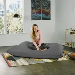 Jaxx Pillow Saxx 5.5-Foot - Huge Bean Bag Floor Pillow And Lounger, Charcoal -Safavieh Furnitue Shop 51BShJY7tOL