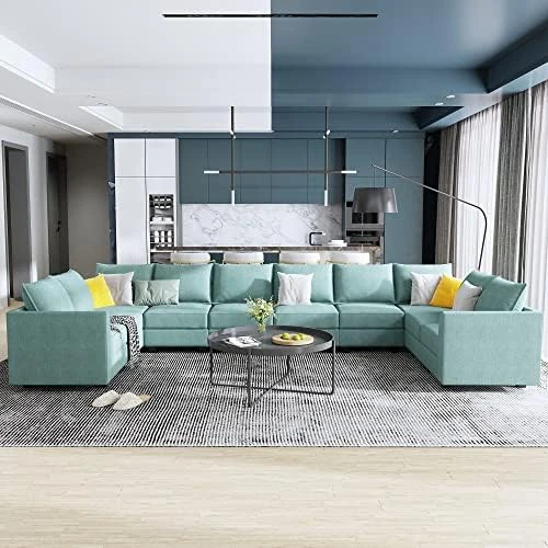 HONBAY Convertible Modular Sectional Sofa With Ottomans Polyester Fabric Sleeper Sectional Couch With Chaise And Storage 6 Seat Sectional Sofa For Living Room, Grey 13 HONBAY Convertible Modular Sectional Sofa With Ottomans Polyester Fabric Sleeper Sectional Couch With Chaise And Storage 6 Seat Sectional Sofa For Living Room, Grey - Image 13