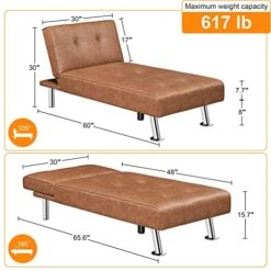 Yaheetech Faux Leather Sectional Sofa Couch Sectional Living Room Furniture Set Convertible Futon Sofa Beds With Chaise Lounge, Brown -Safavieh Furnitue Shop 51CCtlMSJGL