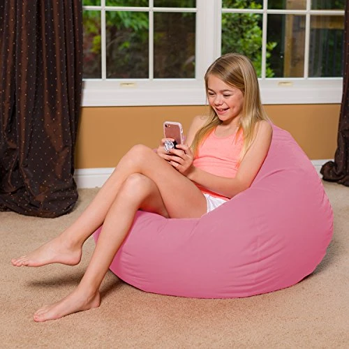 Big Comfy Bean Bag Chair: Posh Large Beanbag Chairs With Removable Cover For Kids, Teens And Adults - Polyester Cloth Puff Sack Lounger Furniture For All Ages - 27 Inch - Solid Pink 2 Big Comfy Bean Bag Chair: Posh Large Beanbag Chairs With Removable Cover For Kids, Teens And Adults - Polyester Cloth Puff Sack Lounger Furniture For All Ages - 27 Inch - Solid Pink - Image 2