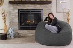 Chill Sack Bean Bag Chair: Giant 5' Memory Foam Furniture Bean Bag - Big Sofa With Soft Micro Fiber Cover - Charcoal -Safavieh Furnitue Shop 51CjmdFBEXL