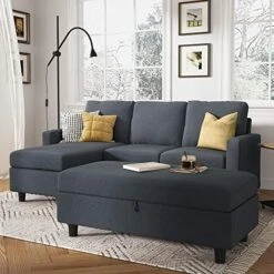 HONBAY Reversible Sectional Couch With Ottoman L-Shaped Sofa For Small Spaces Sectional Sofa With Chaise In Dark Grey -Safavieh Furnitue Shop 51CkY2TAAYL. AC
