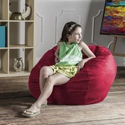 Jaxx Saxx 3 Foot Bean Bag Chair With Removable Cover, Cinnabar -Safavieh Furnitue Shop 51Cn4J3gL3L
