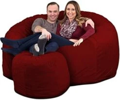 ULTIMATE SACK 6000 Bean Bag Chair W/Footstool: Giant Foam-Filled Furniture - Machine Washable Covers, Double Stitched Seams, Durable Inner Liner, And 100% Virgin Foam Footstool Incl. (Grey, Suede) -Safavieh Furnitue Shop 51EWlwLaXOL. AC