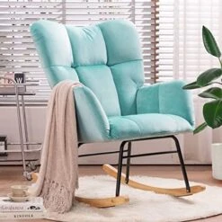 NIOIIKIT Nursery Rocking Chair Teddy Upholstered Glider Rocker Rocking Accent Chair Padded Seat With High Backrest Armchair Comfy Side Chair For Living Room Bedroom Offices (Pink Teddy) -Safavieh Furnitue Shop 51EcR6m6iL. AC