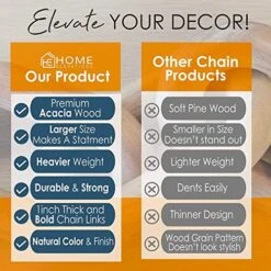 Product Elevations Acacia Wood Chain Link Decor-Modern Home Decor For Farmhouse, Book Shelves, And Racks-Rustic Coffee Table Decor (Brown) -Safavieh Furnitue Shop 51EiiQu7VqL