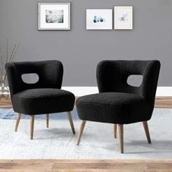 TINA'S HOME Modern Sherpa Accent Chair With Open Back & Wooden Legs, Upholstered Lamb Fleece Armless Slipper Chair, Comfy Faux Fur Cute Vanity Chair For Living Room Bedroom Office Makeup Room, Ivory -Safavieh Furnitue Shop 51Ejzr9iYsL. AC