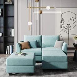 HONBAY Modular Sectional Sofa With Reversible Chaises Sofa With Ottoman U Shaped Sectional Couch For Living Room, Bluish Grey -Safavieh Furnitue Shop 51FD0wVYzpL. AC