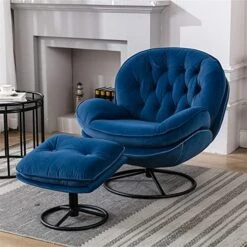 Velvet Swivel Accent Chair With Ottoman Set, Modern Lounge Chair With Metal Base Frame & Footrest, Comfy Single Leisure Sofa Chair Reading Chair With 360 Degree Swiveling For Living Room, Fruit Green -Safavieh Furnitue Shop 51FGT3z4n L. AC
