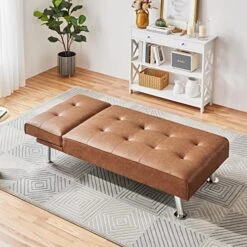 Yaheetech Faux Leather Sectional Sofa Couch Sectional Living Room Furniture Set Convertible Futon Sofa Beds With Chaise Lounge, Brown -Safavieh Furnitue Shop 51FIBLYP2TL