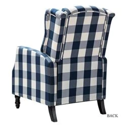TINA'S HOME Set Of 2 Recliner Sofa Chair Fabric Upholstered For Living Room Leisure And Entertainment,Navy Checkerboard -Safavieh Furnitue Shop 51FM2cUYMtL