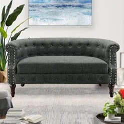 Rosevera Chancy Reading Small Armchair Arm Living Set Accent Club Room Barrel Chairs Bedroom Loveseat, Standard, Blue Sofa -Safavieh Furnitue Shop 51FMpQvKpL. AC