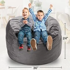 Homguava Bean Bag Chair： 3' Bean Bags With Memory Foam Filled, Large Beanbag Chairs Soft Sofa With Dutch Velet Cover-36×36"×24"(Grey) -Safavieh Furnitue Shop 51FdcjjdMVL