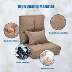 Giantex Triple Fold Down Sofa Bed, Adjustable Floor Couch Sofa With One Pillow, 6 Reclining Position, Convertible Upholstered Guest Sleeper, Modern Folding Lounge Chaise For Living Room And Bedroom -Safavieh Furnitue Shop 51G3GWhDeFL