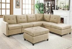 Moxeay Convertible Sectional Sofa With Ottoman Modular Sectional Sofa L Shaped Couch 6 Seater Sectional Couches For Living Room Apartment, Dark Grey -Safavieh Furnitue Shop 51GB9dpC0WL. AC