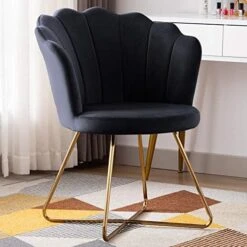 Duhome Velvet Accent Chair Living Room Chair，Corner Chair Reception Chair For Bedroom Living Room, Shell Shaped Living Room Chair With Golden Metal Legs, DarkBlue -Safavieh Furnitue Shop 51H81MSDo9L. AC