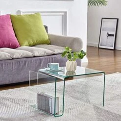 Glass Nightstand,Side Table,S-Shaped End Table For Living Room,Bedside Table For Bedroom -Safavieh Furnitue Shop 51HIuq7H3rL