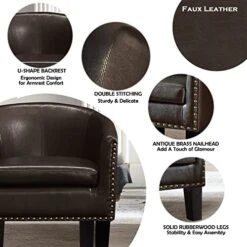 Rosevera Duilio Club Style Barrel Armchair For Living Room Faux Leather Accent Chair, Latte Faux Leather 17 Rosevera Duilio Club Style Barrel Armchair For Living Room Faux Leather Accent Chair, Latte Faux Leather -Safavieh Furnitue Shop 51HKmEhzZvL