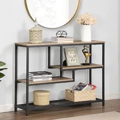 FIVEGIVEN Narrow Console Table For Entryway Hallway Table With Storage Shelves For Living Room Espresso Industrial -Safavieh Furnitue Shop 51Hg15UYUjL. AC