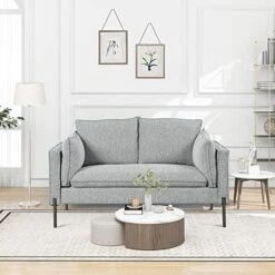 2-Piece Linen Fabric Sofa Set With USB Charging Ports, Morden Style Upholstered Sofa And Loveseat Sets With 3 Seat Sofa Couch And Loveseat Sofa For Living Room, Apartment (2+3 Seat, Grey) -Safavieh Furnitue Shop 51HqAkXmWL. AC