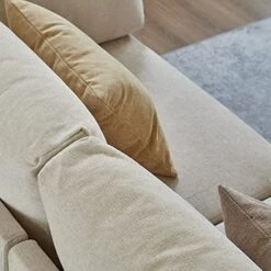 Familymill 108'' Linen L-Shaped Sectional Sofa With Removable Ottoman And 3 Pillows -Safavieh Furnitue Shop 51HqVH2WLwL