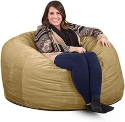 ULTIMATE SACK 4000 (4 Ft.) Bean Bag Chair Cover In Multiple Colors: Cover ONLY. (4000, Electric Blue Suede) -Safavieh Furnitue Shop 51Hyo8UIl6L. AC