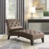 BELLEZE Upholstered Chaise Lounge Chair Indoor, Modern Leisure Chaise Lounge Sofa Couch, Button Tufted Back Seat With Matching Accent Pillow, And Hardwood Legs - Aurora (Brown)