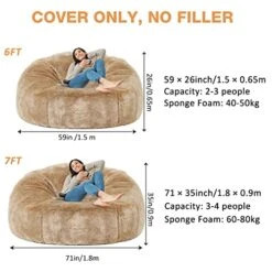Taotique Giant Bean Bag Chair Cover(Cover Only, No Filler) Soft Faux RH Fur Sofa Bed Cover Washable Bean Bag Couch Cover For Adult And Kids With Liner -Safavieh Furnitue Shop 51IE9DpkqdL